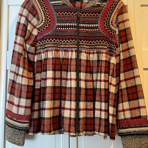 Zara Red and Brown Plaid Utility Jacket